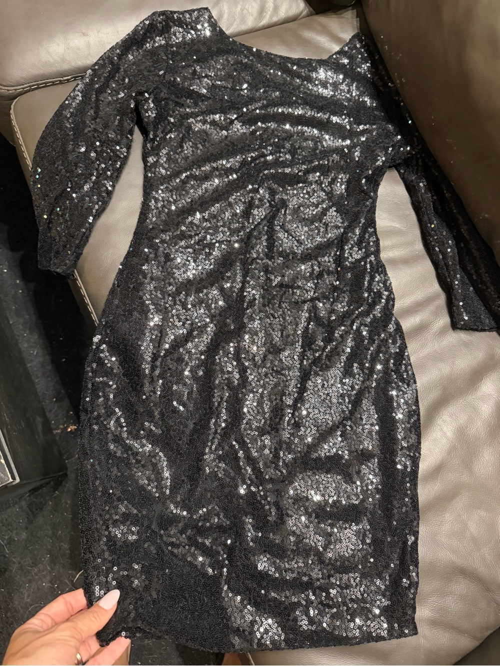 Black Sequin Evening Elegant Women's Dress